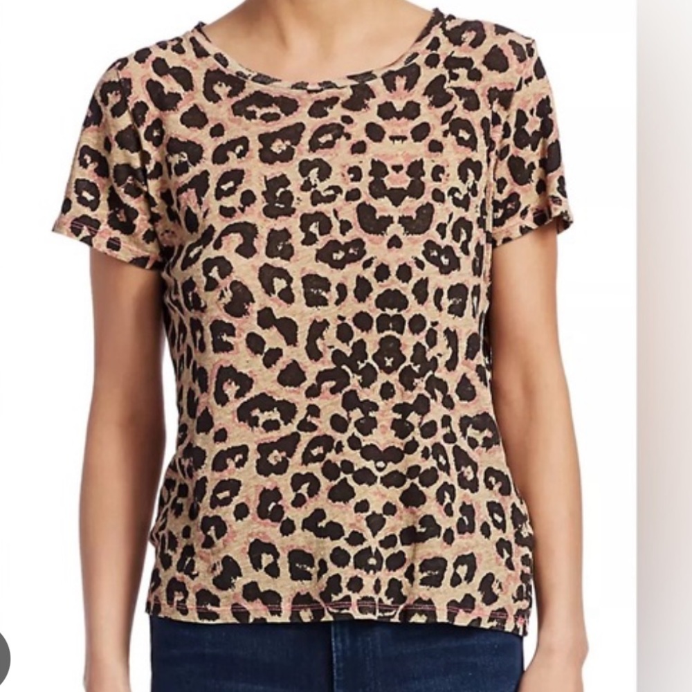 MOTHER itty bitty sinful cheetah print linen blend top